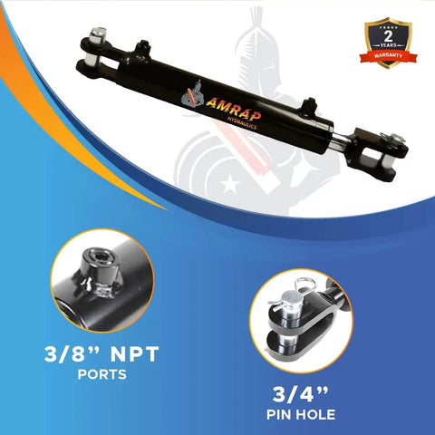1.5 In Bore 6 In Stroke Welded Double Acting Hydraulic Cylinder Clevis 3000 PSI with clevis mounts and ports
