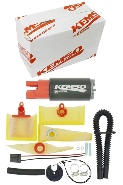 OEM Replace Intank Fuel Pump for 38mm Body Diameter with 200 LPH flow, ethanol and gasoline compatible, includes installation components.