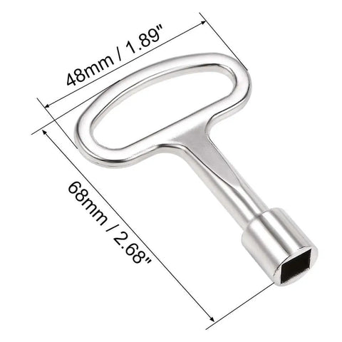 8Mm Zinc Alloy Square Water Meter Box Safety Key Set For Electrical Cabinet, nickel plated, showing dimensions