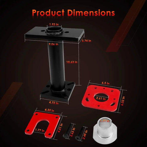 Product dimensions of Rear Axle Bearing Puller And Installer Kit For ABS Tone Ring And Wheel Bearing Removal, tool set components.