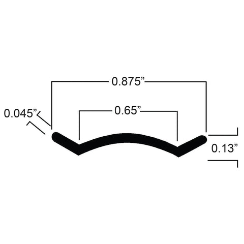 Diagram of White Vinyl 7/8 Insertion Trim Screw Cover For RV Camper Travel Trailer 35 ft with measurements 0.875 inches wide