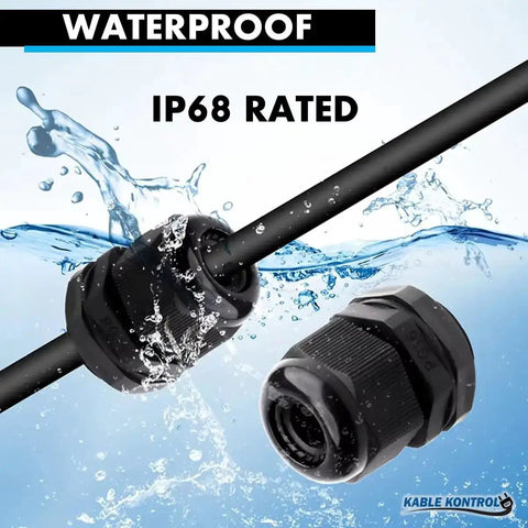 Pro-Grade Nylon Cable Glands One Half Inch Straight Gland With 14 NPT Threads, 50 Pack, Waterproof IP68 in water splash