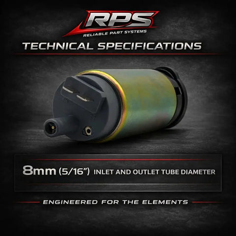 Honda EFI Outboard High Pressure Fuel Pump Built Beefed Up For Forty To Two Hundred Fifty HP BF Series And Mercury F Thirty To F Sixty Four Stroke Engines OEM Replacement Five Sixteenth Inch Inlet Outlet Marine Drop In Ready For Honda And Mercury Boats showing 8mm inlet outlet