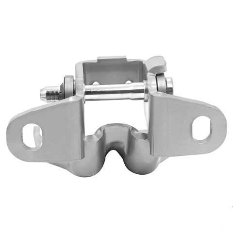 Close-up of the Left And Right Door Hinge Set Replacement For Chrysler Plymouth Prowler 1997 To 2002 Grey Primer Bolt On Upgrade
