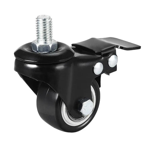 1.5 Inch Swivel Caster Wheels With Brake, Polyurethane, 360 Degree Swivel, Threaded Stem M10 x 15mm, Capacity Per Wheel 50kg 110lb