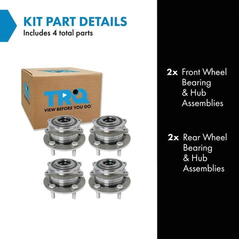 Four Piece Wheel Bearing And Hub Assembly Set For Hyundai Santa Fe, Santa Fe Sport, Veracruz, And Kia Sorento 2007-2014
