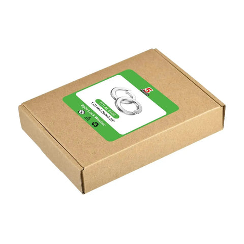 Cardboard box packaging for 1 Inch Split Lock Washer Set 5 Pieces 304 Stainless Steel Spring Lock Washers For Screws And Bolts Heavy Duty Built To Last Metal Split Ring Washers For Machinery And DIY Projects