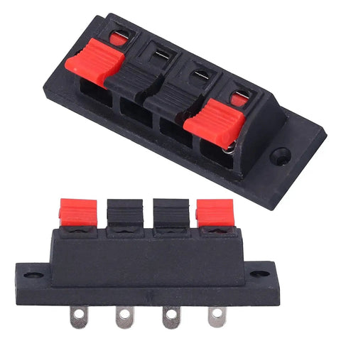 4 Way Speaker Connector Spring Loaded Terminal Kit Black ABS metal build for easy wiring