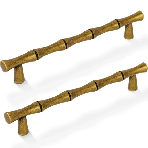 Antique Brass Cabinet Pulls Set Of 6 Five Inch Center To Center Zinc Alloy Heavy Duty Dresser Handles For Bedroom And Kitchen Luxury Drawer Hardware
