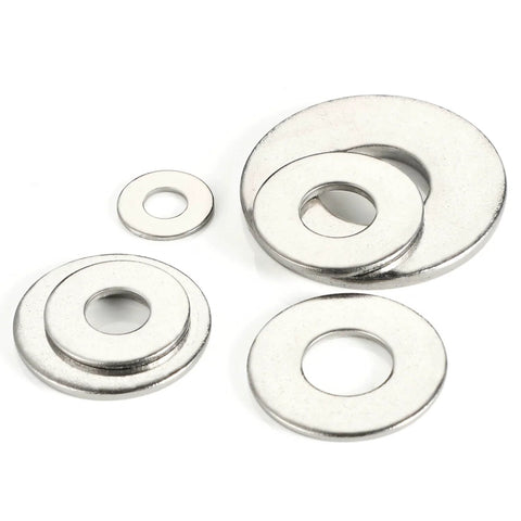Stainless steel flat washers, 3/4 in outer diameter and 1/4 in hole, 304 stainless steel, set of four