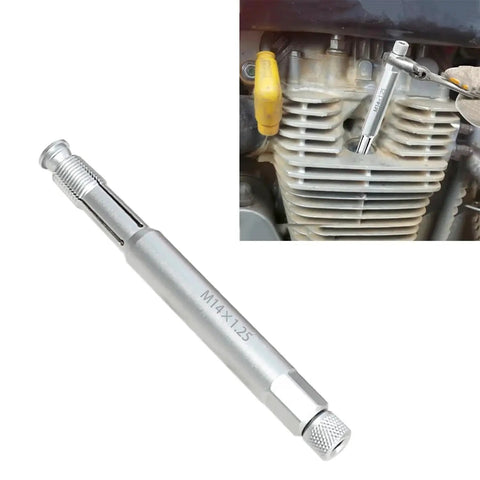 Back Tap Spark Plug Thread Repair Tool For M14x1.25 Threads Prevents Shavings shown with engine installation