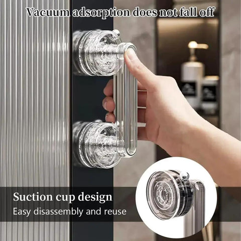 2 Pack Suction Cup Door Handles Punch Free Waterproof Removable Strong Hold for Windows Cabinets Bathrooms Kitchens installed on glass