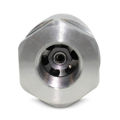 1/2 in flat-face hydraulic quick-connect coupler for skid steer, silver metal, front-view with inner valve