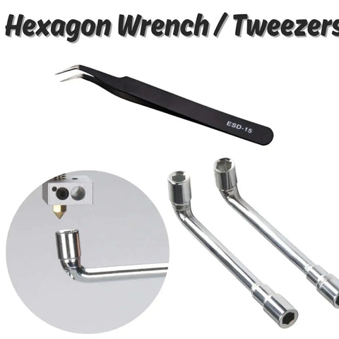 Hex wrench and tweezers for 30 Pack 0.4mm Brass Nozzles for Ender 3 V2 and Creality CR10 Series 3D Printer With Storage Box