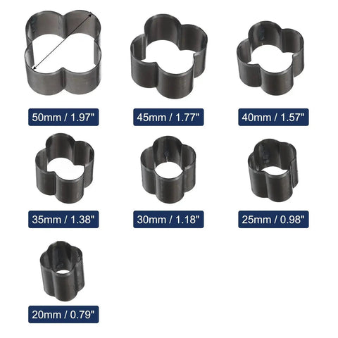 Dope Blossom Shape Leather Punch Set Seven Sizes Hollow Cutter Kit Durable Carbon Steel Punches with dimensions
