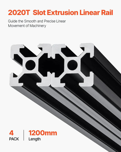 4-Piece 47.24-Inch T Slot Aluminum Extrusion Profile European-Standard Anodized Linear Rail Heavy-Duty Pro-Grade.