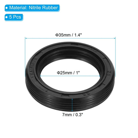 Reliable 25mm X 35mm X 7mm Oil Seal Set For Bearings Pumps And Engines, Beefy Nitrile Rubber TG4 Seal With 70A Hardness, Black Finish
