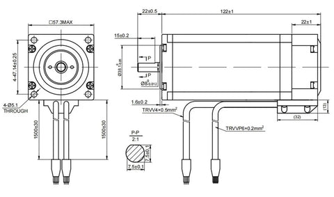 Technical diagram of Closed Loop Stepper Motor With Encoder 3Nm Torque 5A Current 8mm Shaft for precise motion control