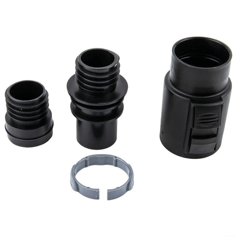 Vacuum Hose Connector Kit 4 Piece Set For WD1 To WD6 Models, showing 35mm black connectors and locking ring, durable plastic construction.