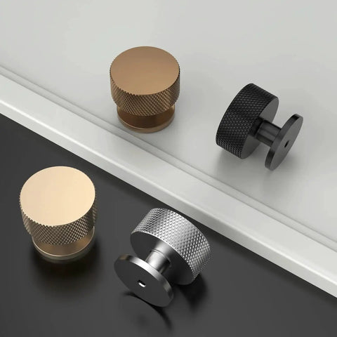 Champagne Bronze Knurled Cabinet Knobs, 1.2 Inch Diameter, Round Drawer Knobs With Single Hole Mount, Zinc Alloy Hardware