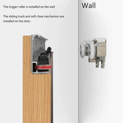 Concealed Wall-Mount Sliding Barn Door Hardware With Soft Close Trackless No Floor Track System For Modern Homes Fits Opening Width 30 To 34 Inches
