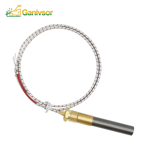 Ganivsor 24in thermopile sensor with brass probe and braided metal sheath, 750mV output for gas appliances
