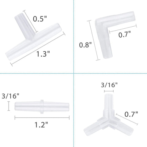 Pawfly aquarium airline tubing connectors, plastic inline valve set, white, 40-piece by Amazon