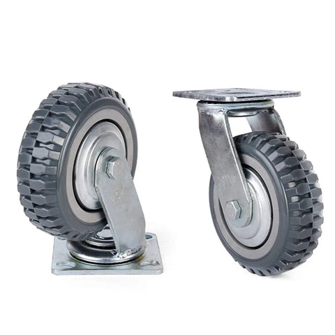 Heavy Duty Plate Casters Set 6 Inch Swivel Wheels With Brake Anti Skid 360 Degree Ball Bearing Castors Four Pack All Swivel Two With