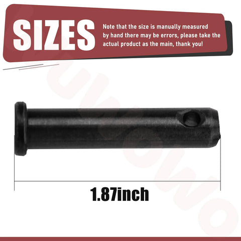 Two Pack 711-0415 Clevis Pin Replacement For Lawn Tractors And Yard Machines Heavy Duty Pin, 1.87-inch, black metal, size label