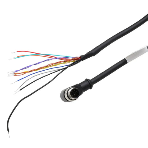 M12 A Coded 12 Pin GPIO Power Cable 90 Degree Male To Flying Leads for industrial automation and machine vision applications