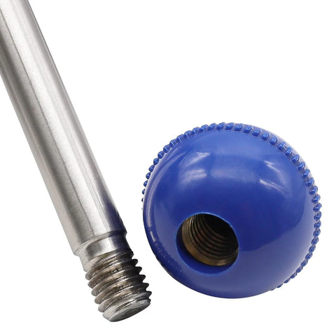 Butterfly valve knob in blue with stainless steel threaded stem for 1.5-inch tri-clamp connections