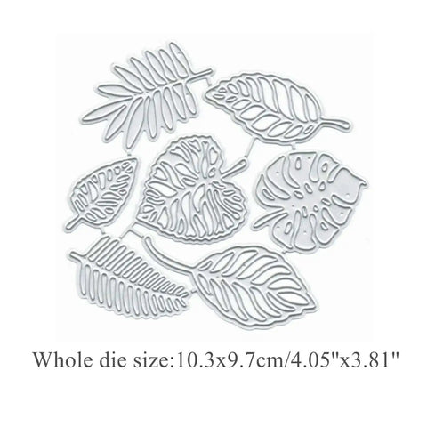 Totally Seven Piece Leaf Die Cut Set For Scrapbooking And Card Making, silver die cuts in plant and flower leaf shapes, 10.3x9.7 cm