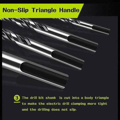 Close-up of Ceramic Tile Drill Bits Set For Masonry With Tungsten Carbide Tips, showcasing non-slip triangle handle design.