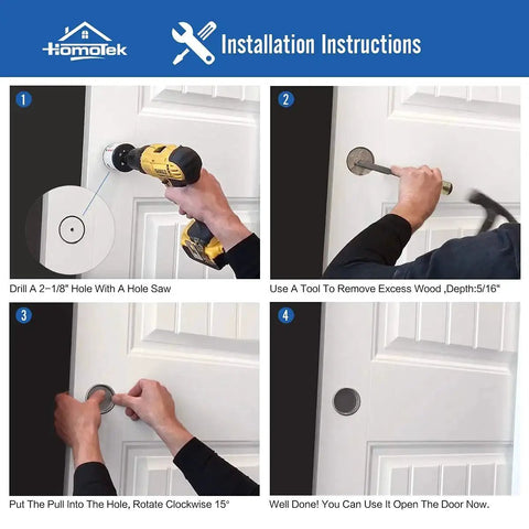 Installation of Four Pack Black Closet Door Finger Pulls With Easy Snap In Installation for Bypass Sliding Doors.