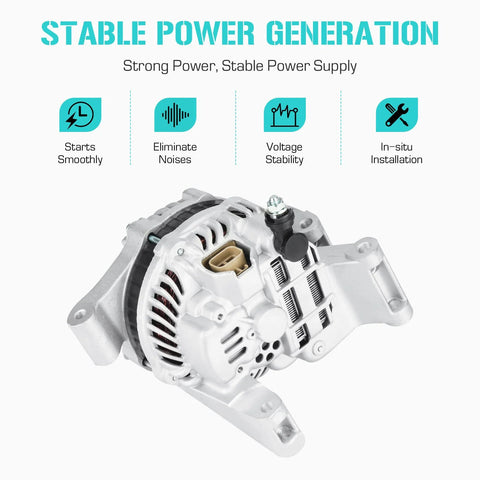 Drop In Ready Alternator Replacement For Mazda 3 2.0L 2.3L 2004 To 2009 And Mazda 5 2.3L 2006 To 2007 Fits GS GX I GT S SP232005 Replaces AMT0144 A3TG4791 400-48144 Durable High Output With Easy Plug And Play Install shown with stable power generation features