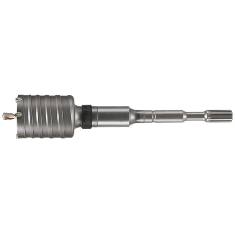 Beefed-Up 6-Inch 2-Piece Rotary Hammer Core Bit With Wave Design For Up To 40 Percent Faster Drilling, carbide centering tip visible