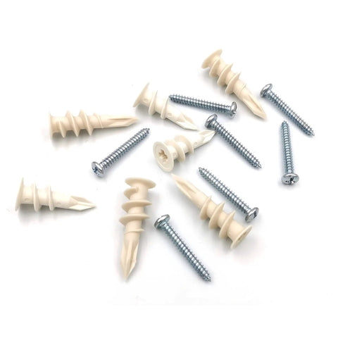 Plastic Drywall Anchors And Screws Kit 140 Pieces For Self Drilling Hollow Walls Includes 70 Anchors In 13x42mm And 70 Screws