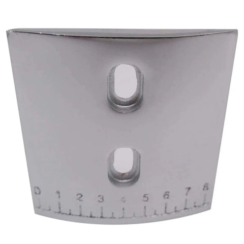 Front view of Scale Cover Plate 1Y-5 for 801 Skiving Leather Machines; durable steel with marked scale and two slots