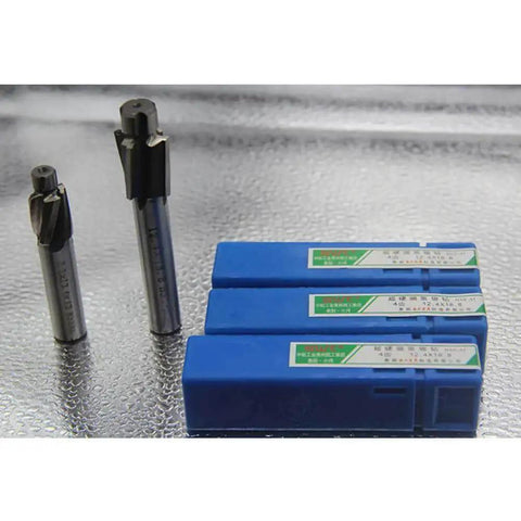 Versatile 5 Piece Counterbore Set for Milling Copper Aluminum Steel Cast Iron, with visible blue storage boxes and metal tools