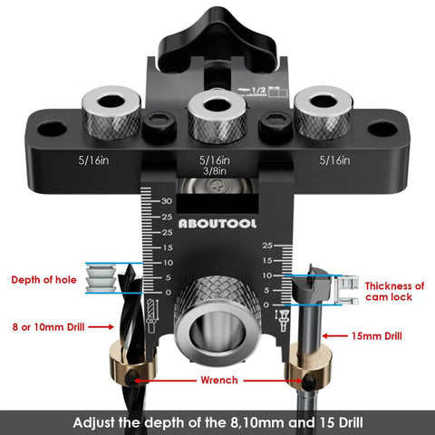Self Centering Doweling Jig Kit For Straight Holes Adjustable Width Woodworking Dowel Jig With Drill Guides Locator