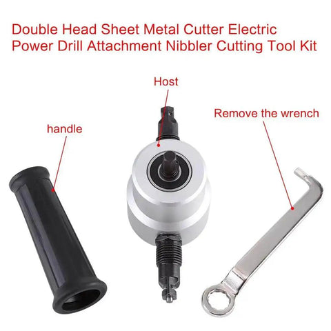 Dual Head Electric Sheet Metal Cutter Nibbler Kit For Steel Copper Aluminum And Stainless Steel with wrench and handle