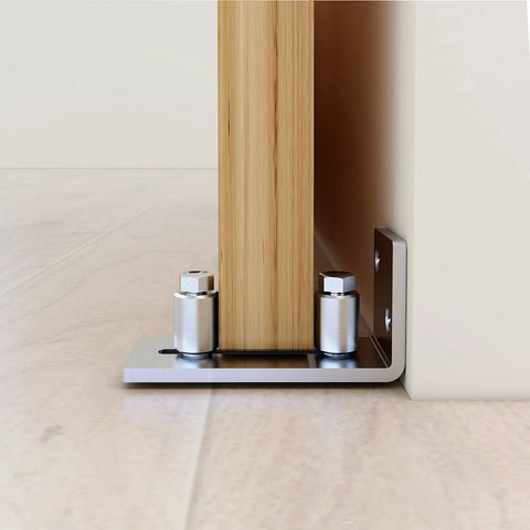 Barn Door Floor Guide Set Of 2, Stainless Steel Adjustable Wall Mounted Floor Guide For Doors Up To Two And One Eighth Inches Thick