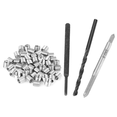 Image showing M3 Thread Repair Kit With 50 Pcs Stainless Steel Thread Inserts For 2D Threads, tools and thread inserts.