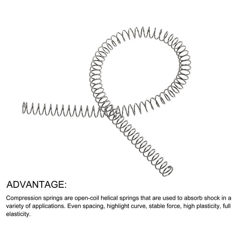 METALLIXITY compression springs, 2 pcs, 304 stainless steel, silver, 1x8mm OD, 305mm free length