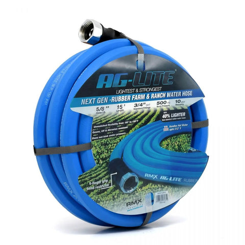 AG-LITE 5/8 in x 15 ft rubber garden hose, blue with polyester braided construction, 500 PSI