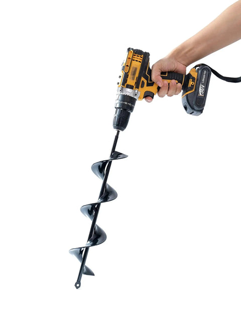 Set Of 4 Bulb Planting Auger Bits For Drill Three Eighths Inch Hex Drive 1.6x9 2.4x12 3.2x16 And 4x16 Inches Digs 16 Inch Deep Holes