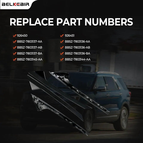 A Pillar Trim Molding Kit for Explorer 2011 2019 Left and Right Window Trim shown against an SUV background