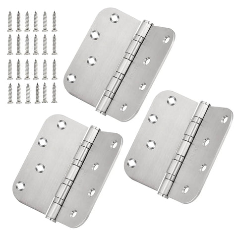 Amazon 304 stainless steel 4-inch ball bearing door hinges with screws; interior/exterior, 5/8 in radius, 3-pack