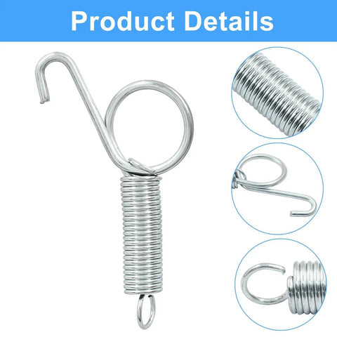 20 Pack Spring Latch Hooks for Pet Cages and Doors Metal Finger Locks, silver galvanized steel, product details view