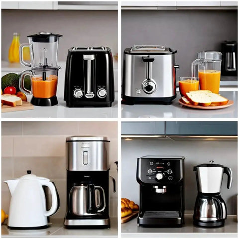Kitchen appliances with 16 Piece Self Adhesive Caster Wheels For Kitchen Appliances And Small Storage Boxes Black on display